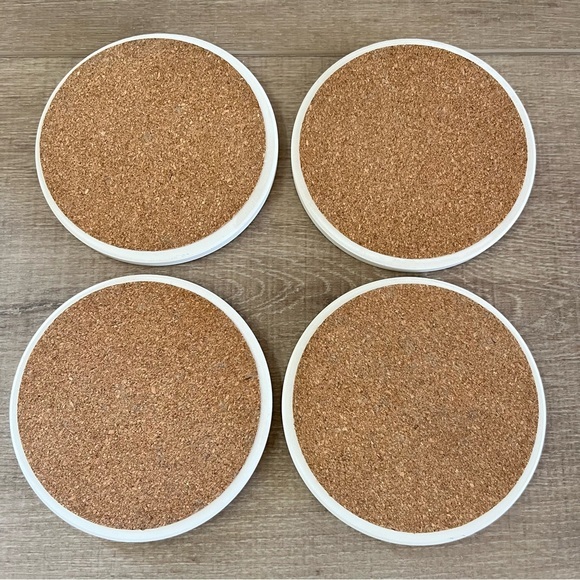 Hydrangea Floral Stoneware Coasters Set of‎ 4 Made USA Cork Backing Eco Friendly - Picture 2 of 10